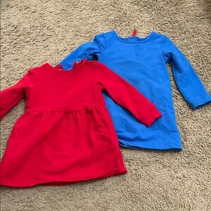 Kids Red and Blue Long Sleeve Dresses